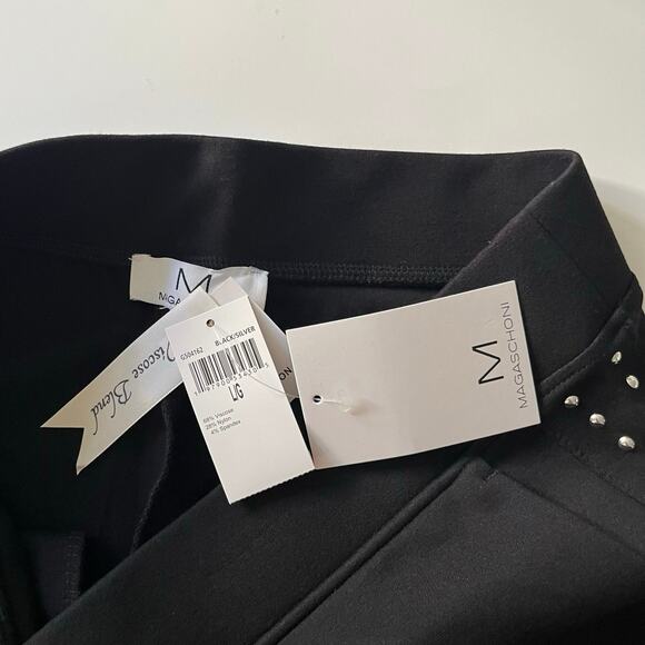 Magaschoni Studded Wide Leg Pants Women's L Pull-On Pockets Quiet Luxury NWT - Picture 8 of 9